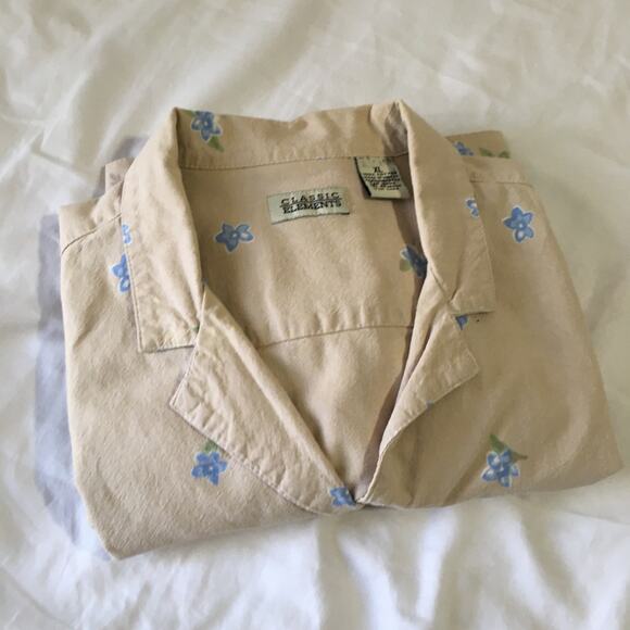 VINTAGE Classic Elements XL100% cotton natural fibers cream with blue flowers - Picture 4 of 11